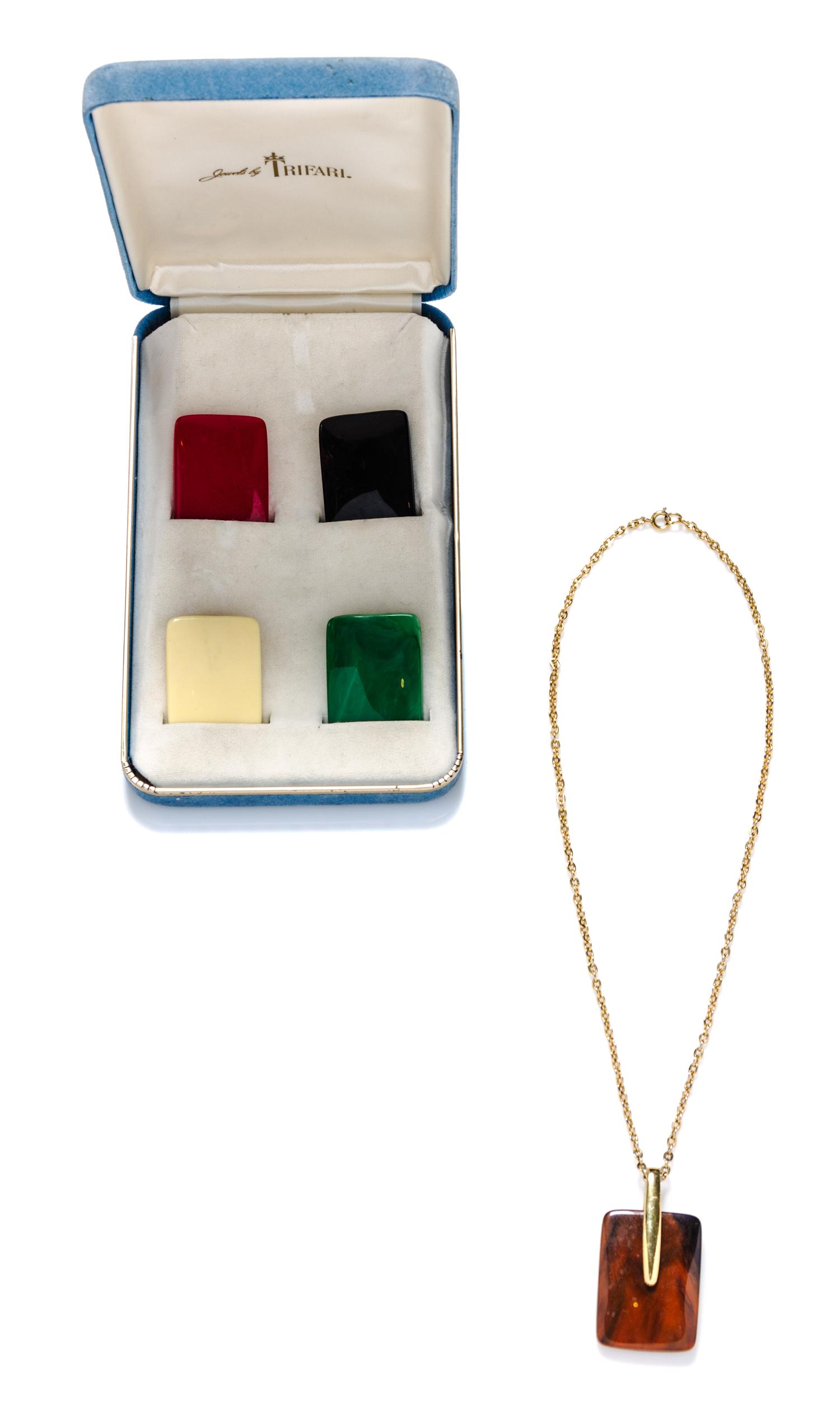A Trifari Goldtone Interchangeable Pendant Necklace,