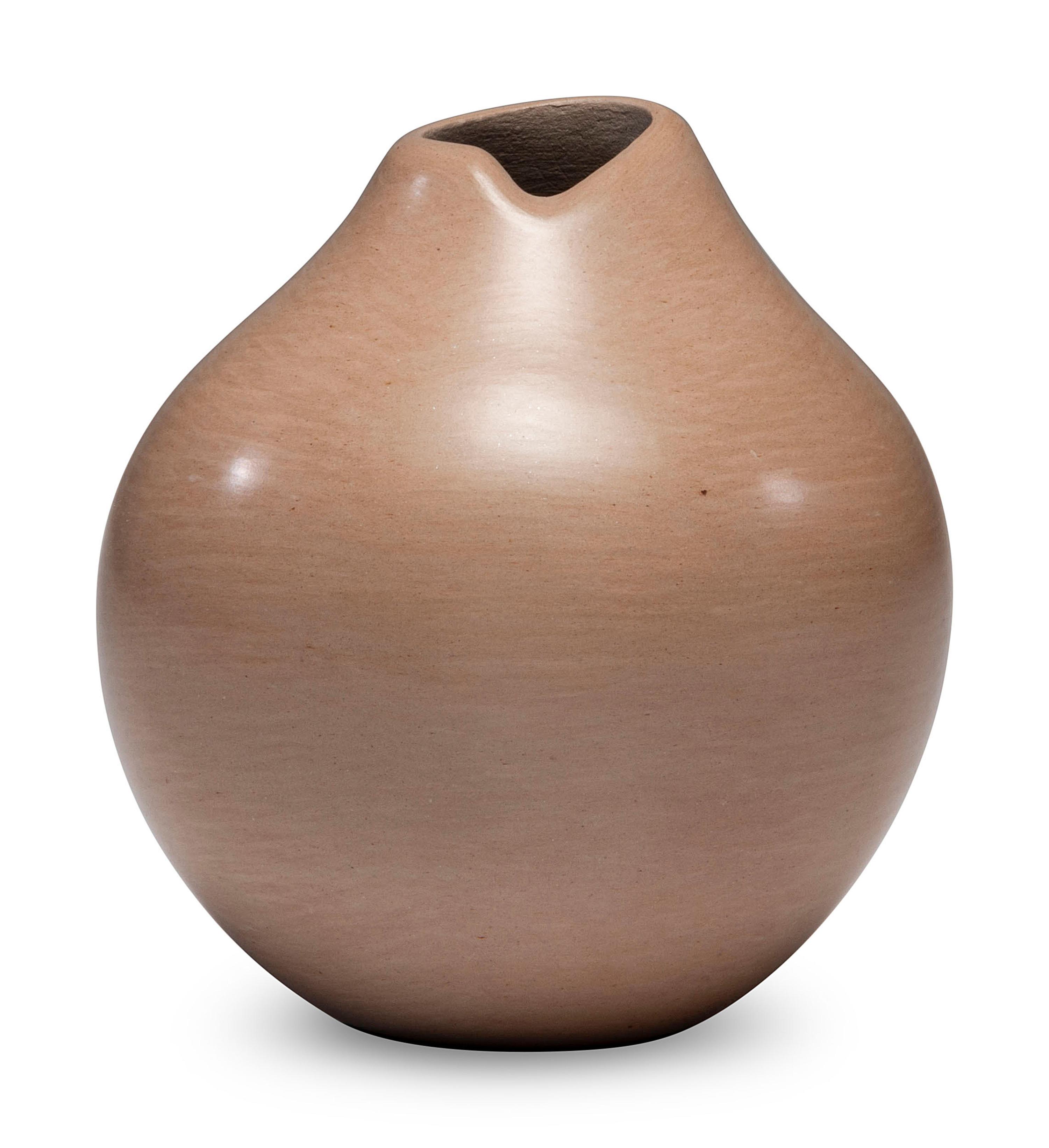 Buff Pottery Jar, with Corn