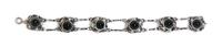 A Vintage Sterling Silver and Glass Floral Motif Bracelet, 17.70 dwts.