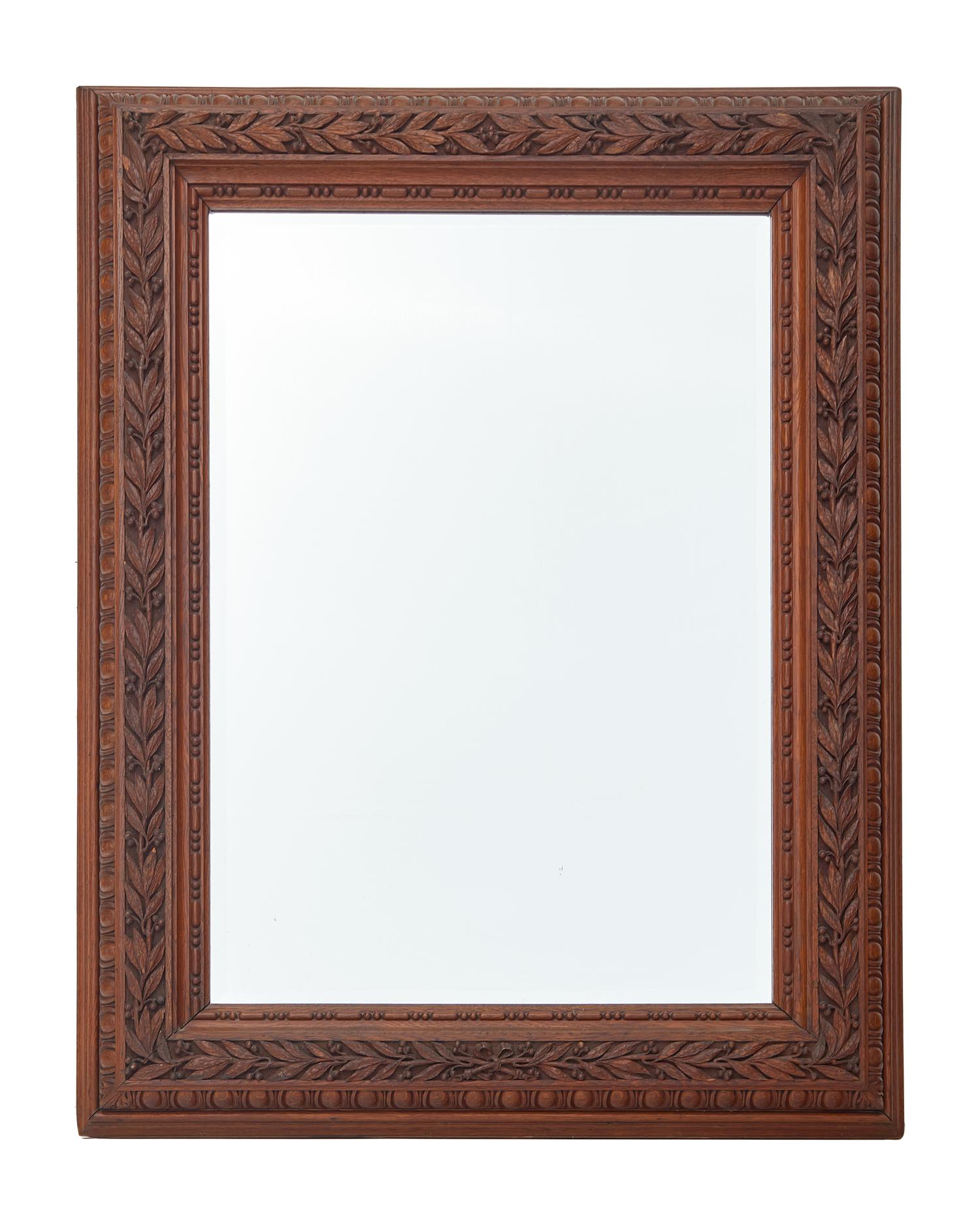 A Rare Daniel Pabst Signed and Dated Oak Framed Mirror, Daniel Pabst (German-American, 1826-1910), Philadelphia, PA, Dated "1884"