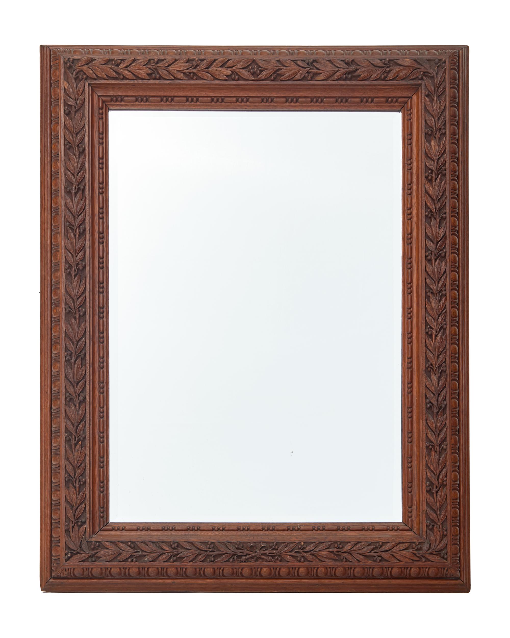 A Rare Daniel Pabst Signed and Dated Oak Framed Mirror, Daniel Pabst (German-American, 1826-1910), Philadelphia, PA, Dated "1884"