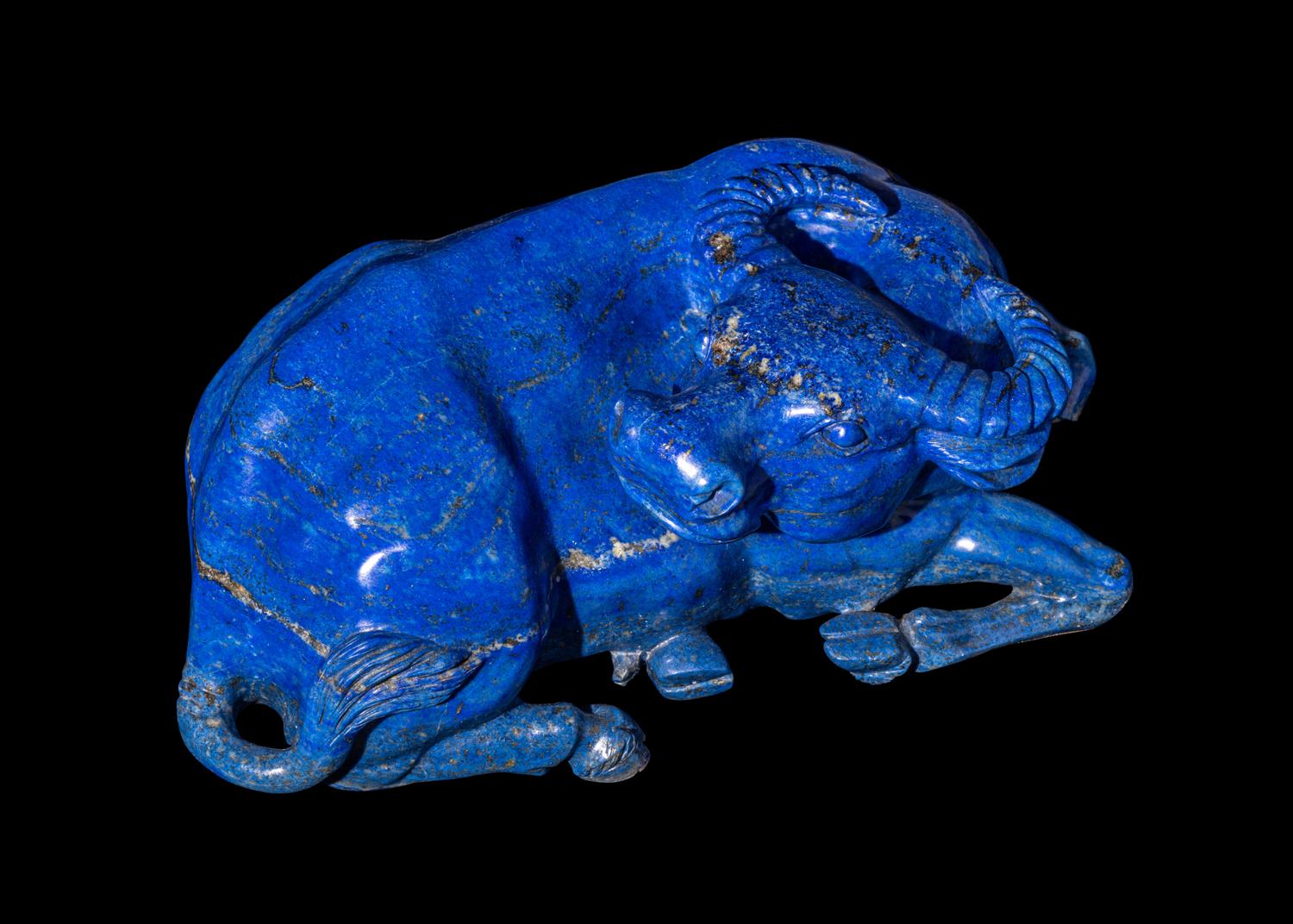A Chinese Lapis Lazuli Figure of a Recumbent Ox