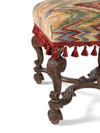 A Pair of William and Mary Style Carved Walnut Side Chairs