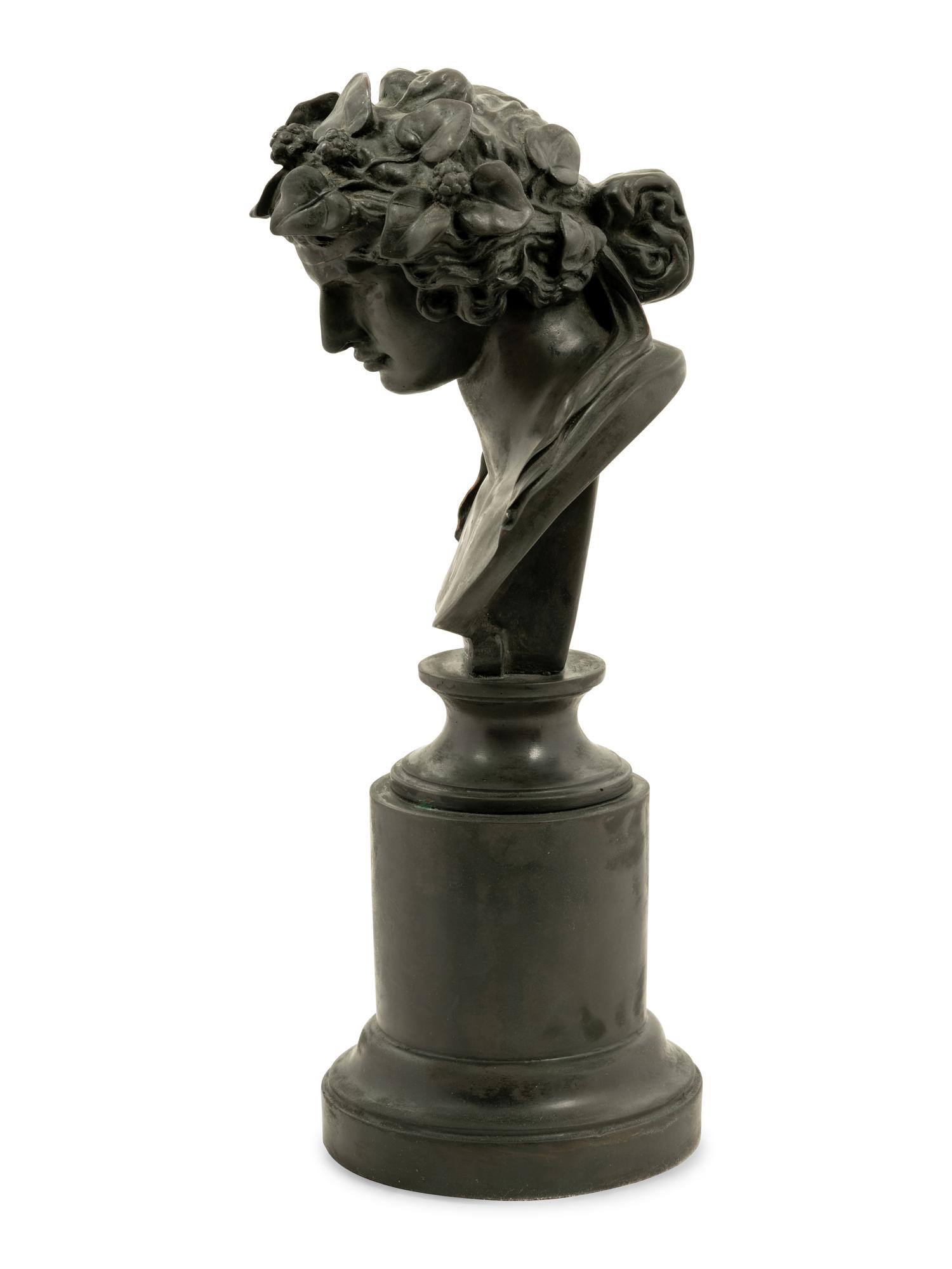 A Bronzed Composition Bust of Dionysus