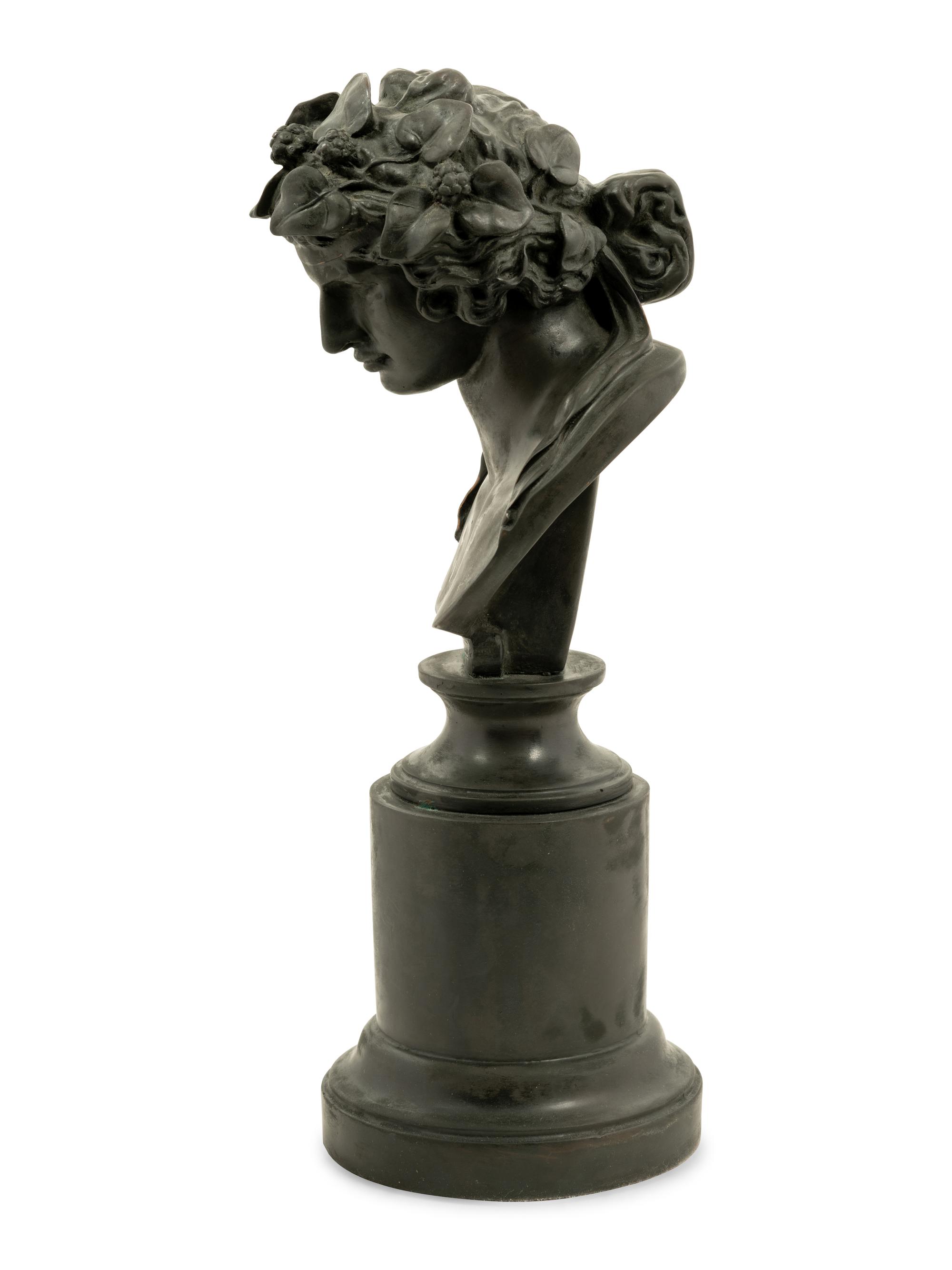 A Bronzed Composition Bust of Dionysus