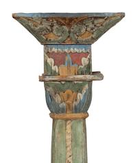 A Pair of South Asian Polychrome Painted Columns