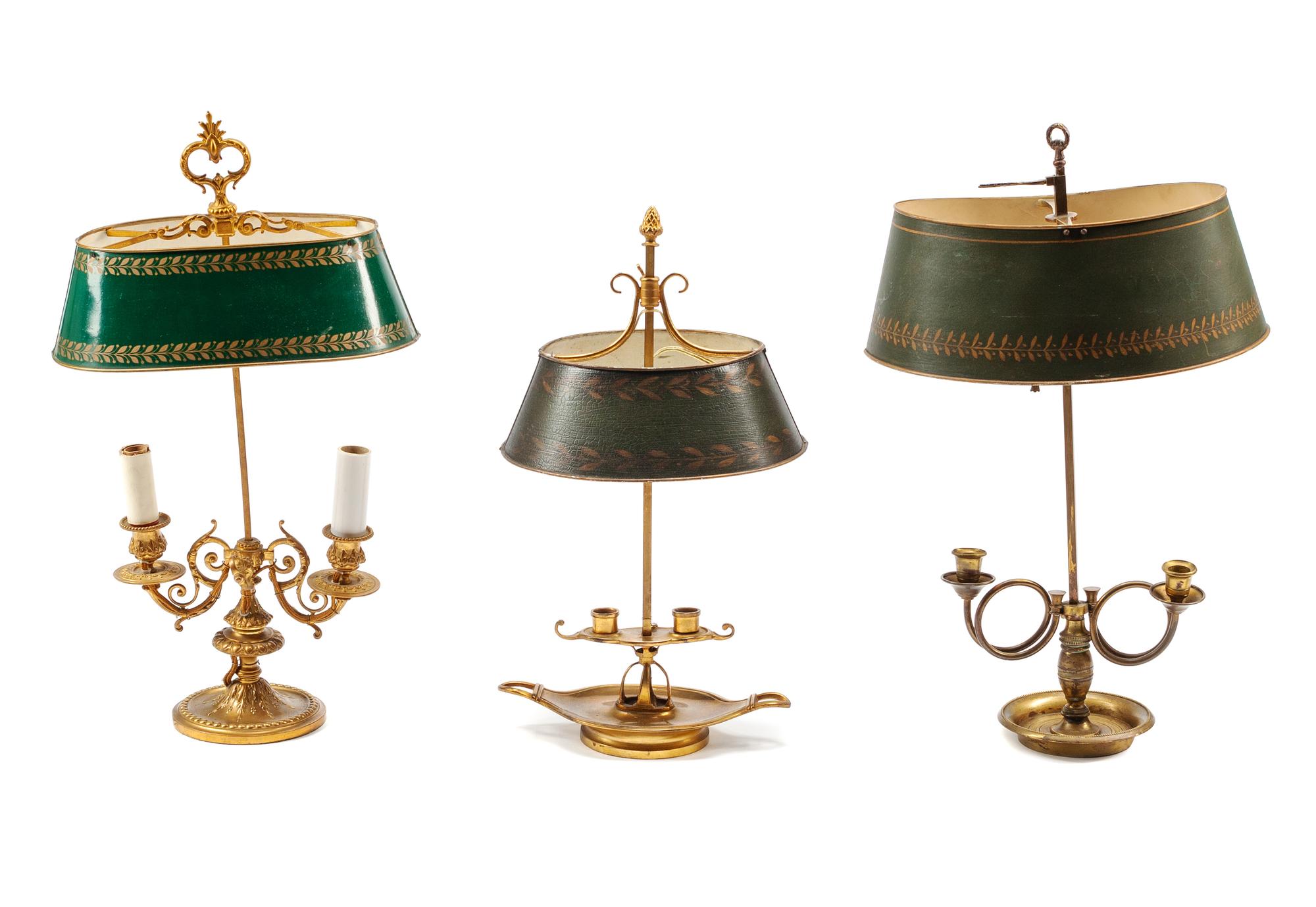 Three Empire Style Bouillotte Lamps