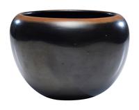 Black and Siena Pottery Jar, with Turquoise