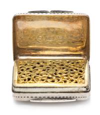 A William IV Silver Vinaigrette, Thomas Shaw, Birmingham, 1832, the lid with wrigglework decoration, centered by a monogrammed cartouch