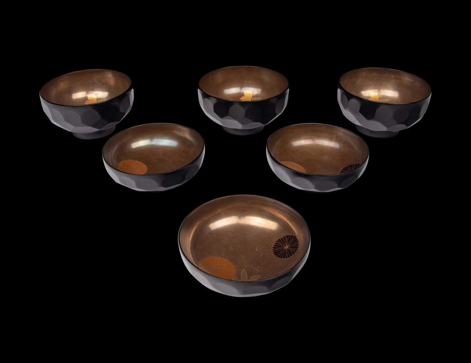A Set of Three Japanese Covered Lacquered Dishes