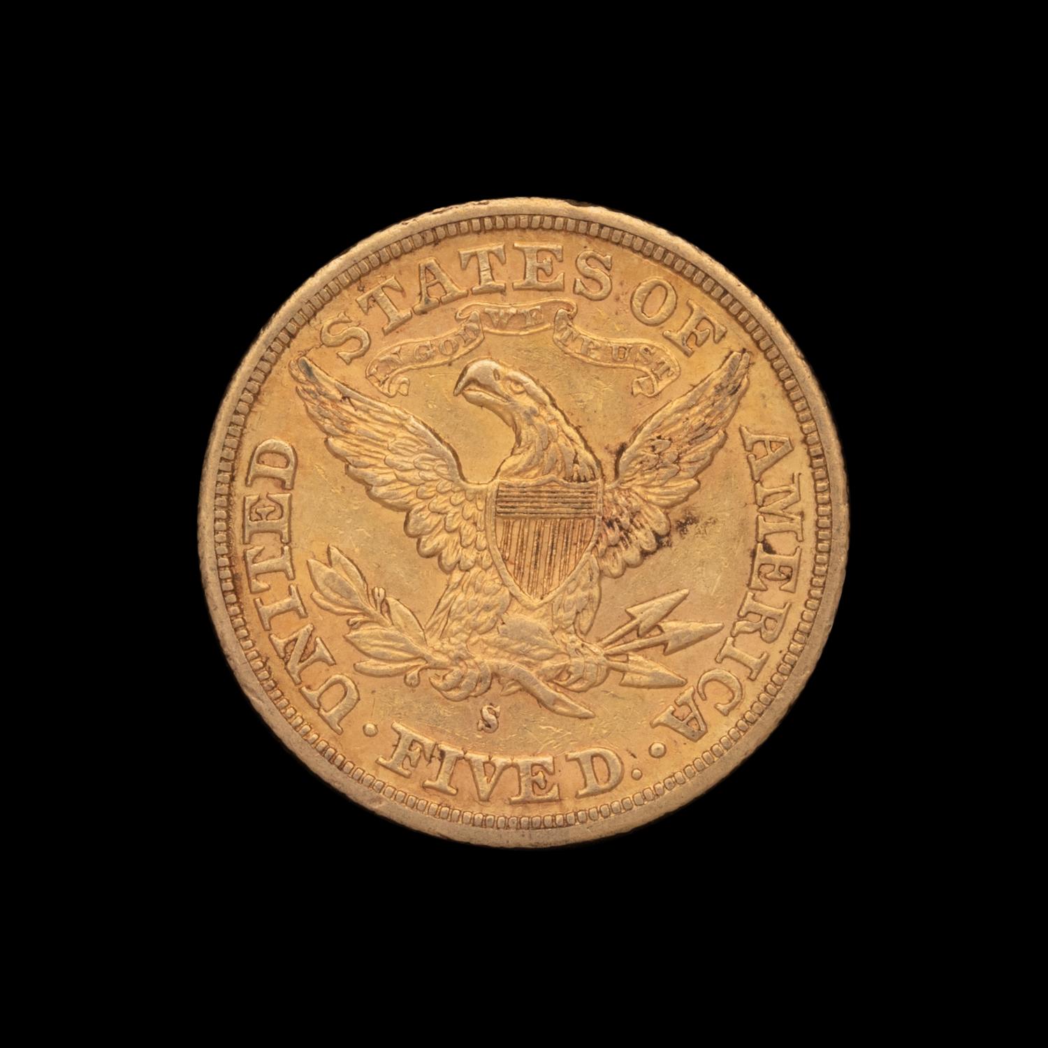 A 1880-S Liberty Head $5 Gold Coin