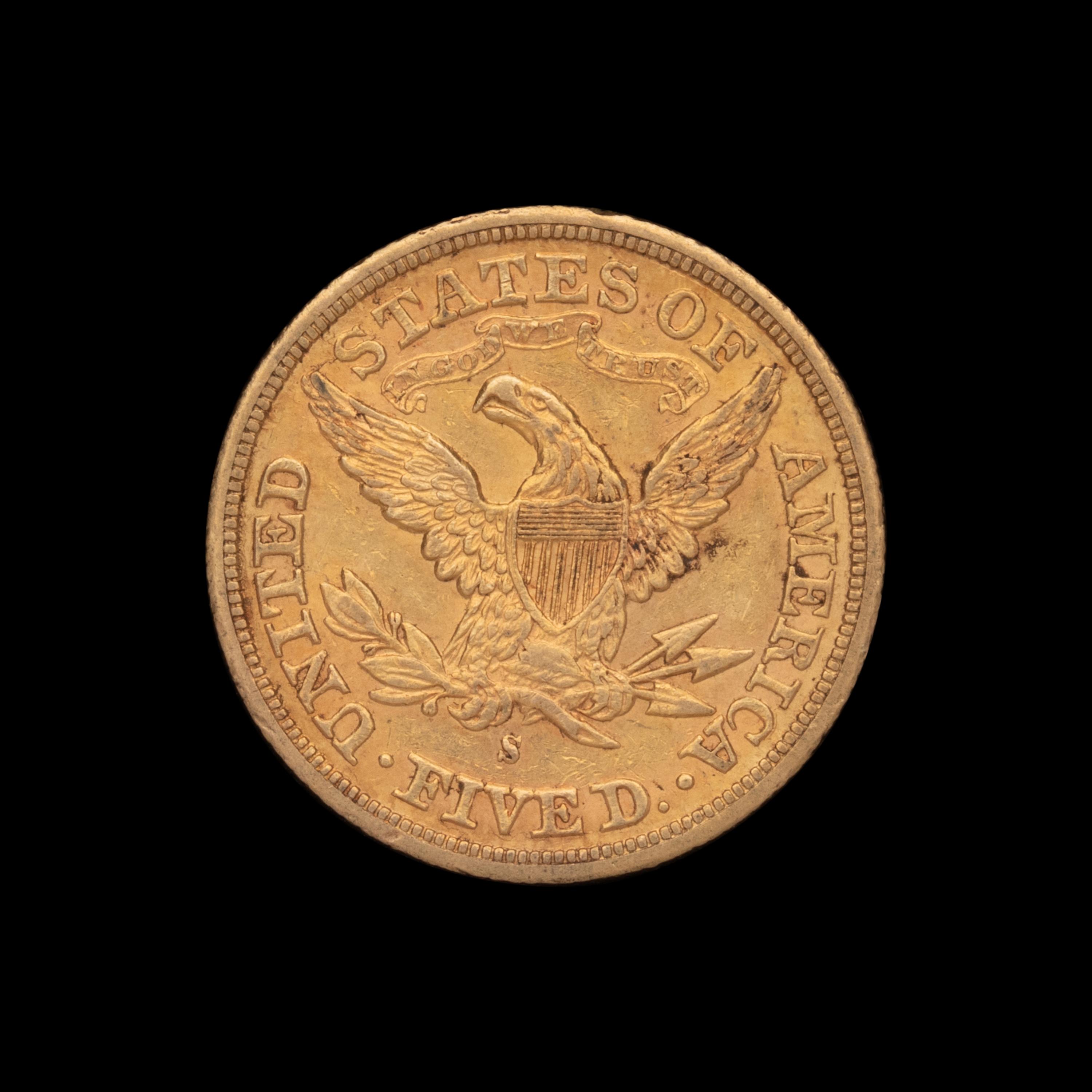 A 1880-S Liberty Head $5 Gold Coin