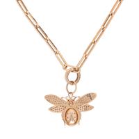 ROSE GOLD AND DIAMOND BEE PENDANT NECKLACE