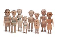 Eight Folk Art Carved Pine Figures