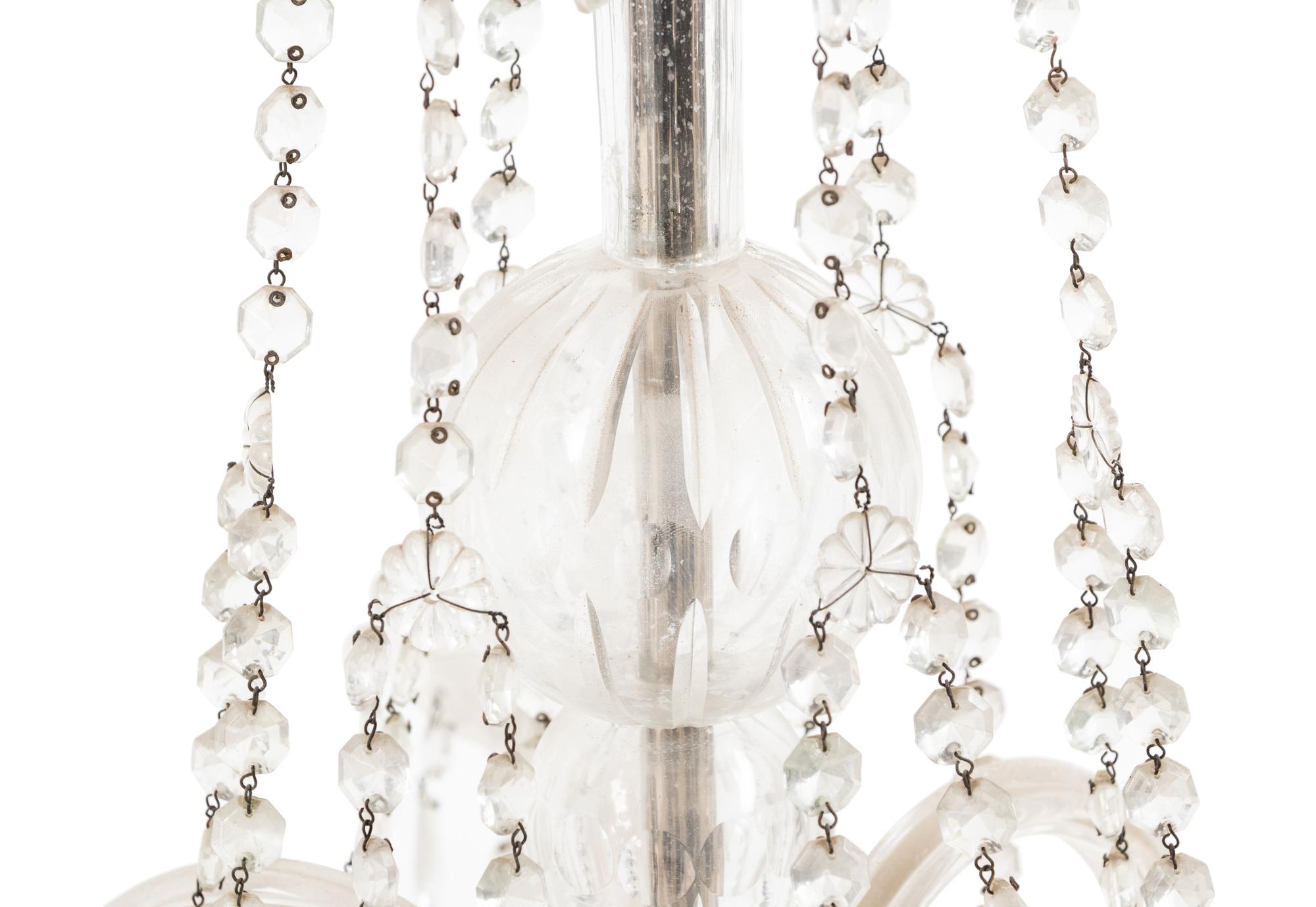 A Georgian Style Cut Glass Six-Light Chandelier