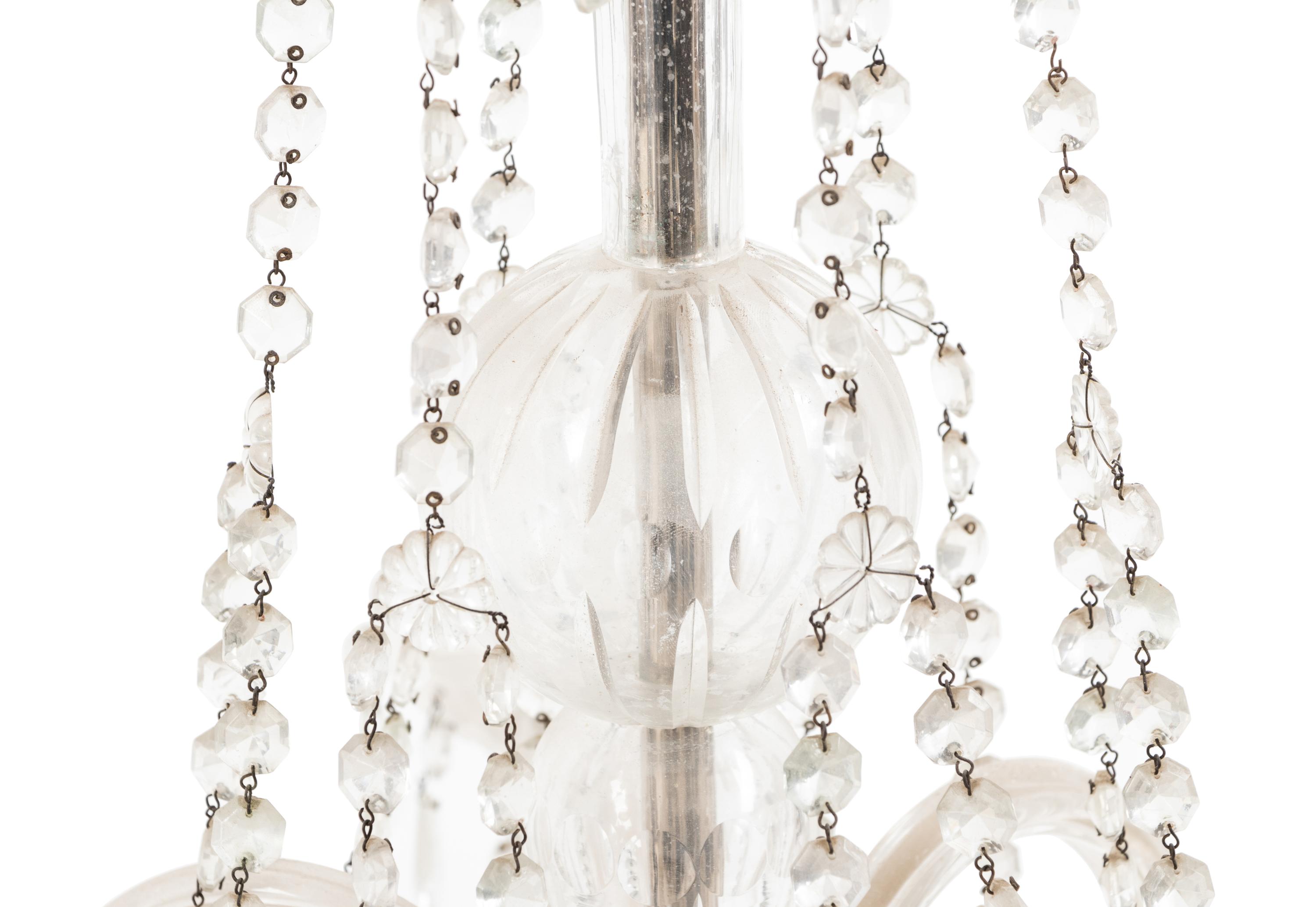 A Georgian Style Cut Glass Six-Light Chandelier