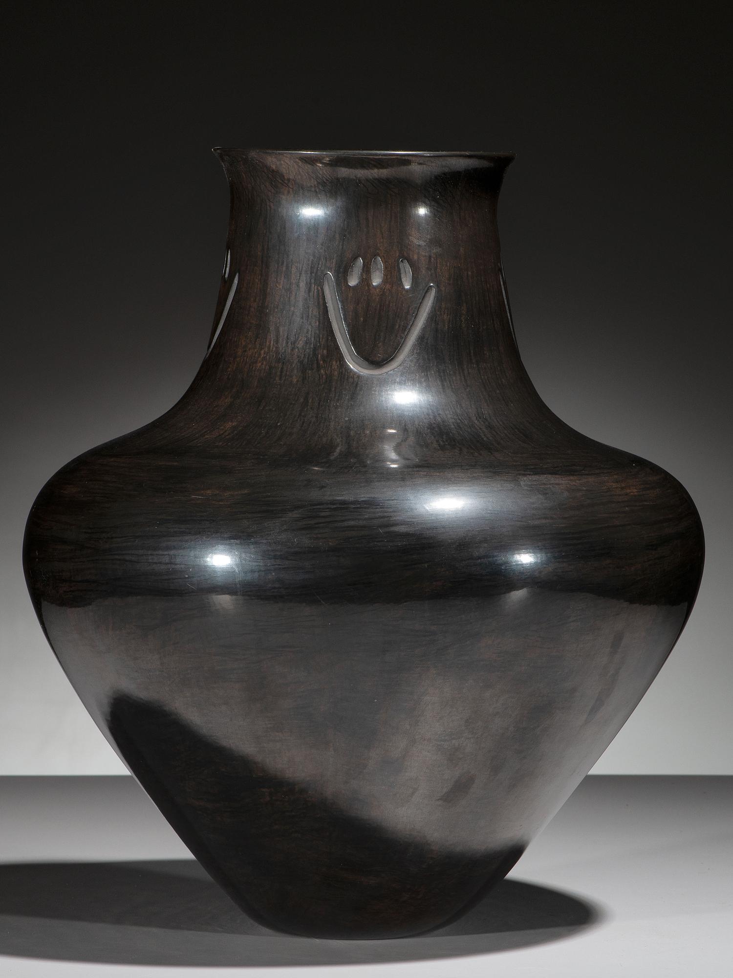 Blackware Pottery Jar, with Bear Paw Impressions