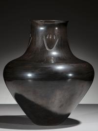 Blackware Pottery Jar, with Bear Paw Impressions