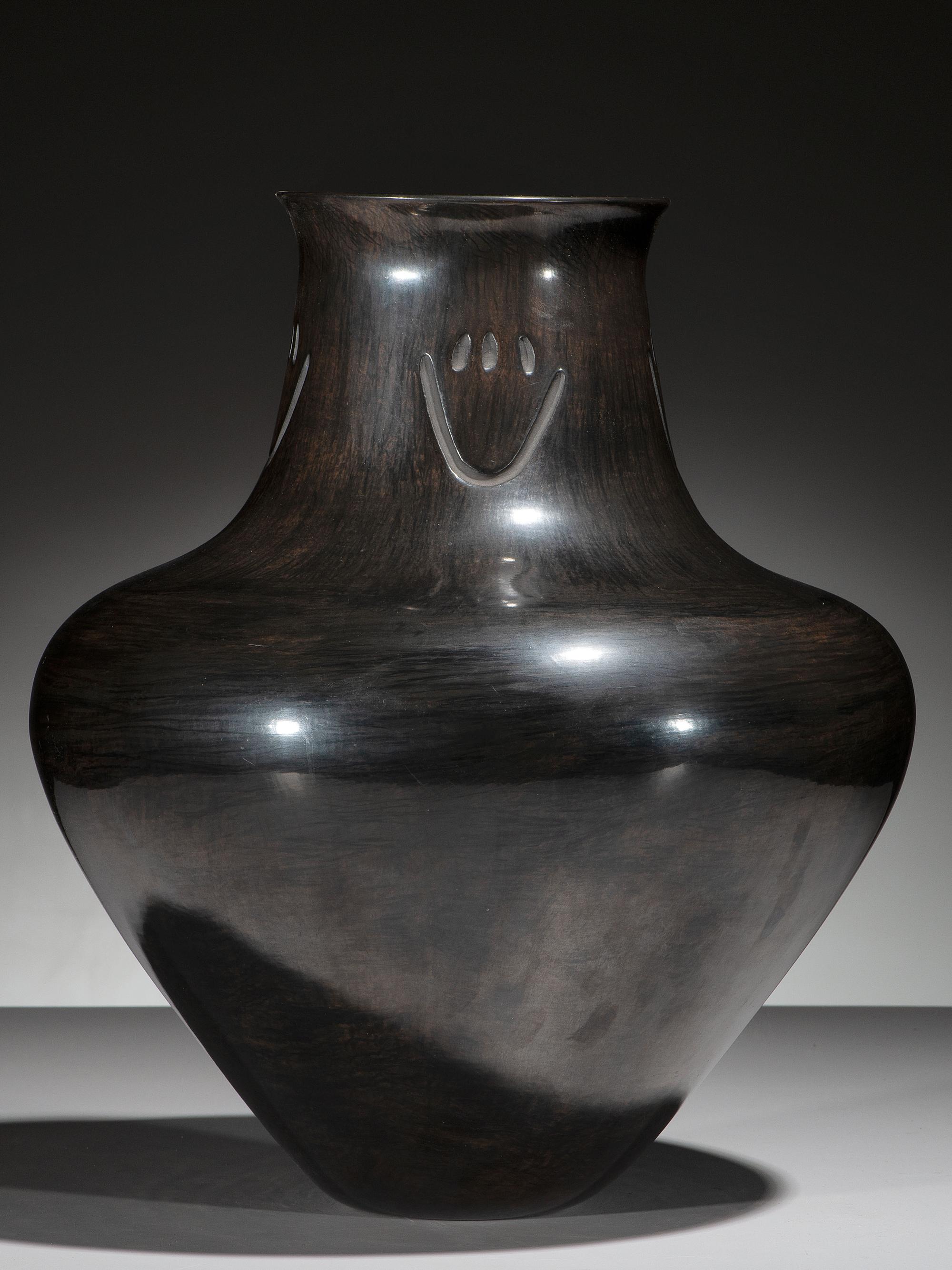 Blackware Pottery Jar, with Bear Paw Impressions