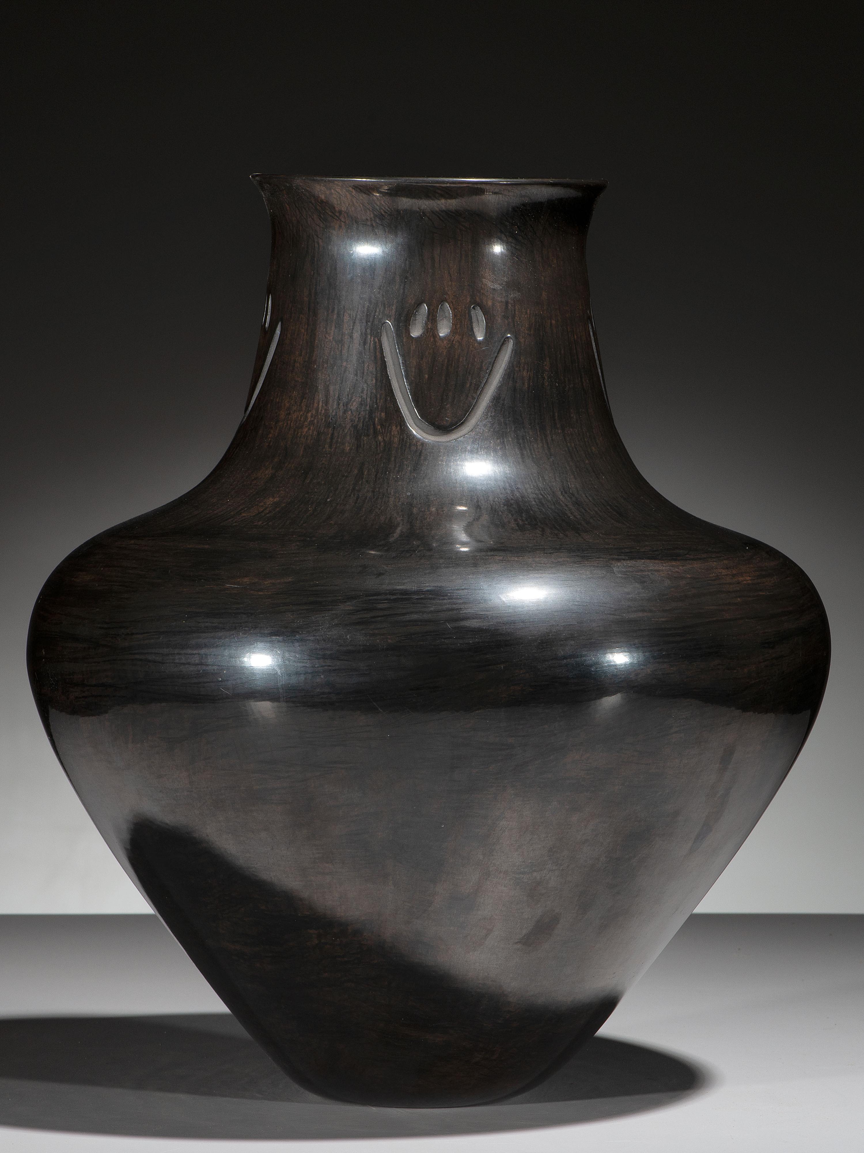 Blackware Pottery Jar, with Bear Paw Impressions