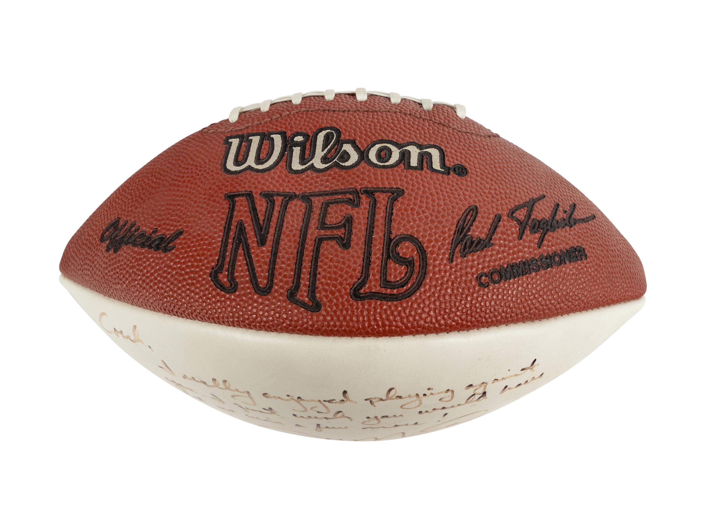 A Joe Montana Signed Autograph Football Gifted to Mike Ditka Formerly Displayed at Mike Ditka's Restaurant