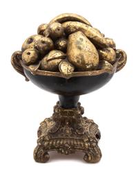 An Italian Ebonized and Gilt Fruit Bowl Height 16 inches. — 20TH CENTURY