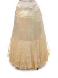 High-Quality Floral Silk Brocade Skirt and Silk Satin Petticoat, 1890s