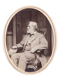[LEE, Robert E. (1807-1870)]. BRADY, Mathew (1822-1896), photographer. Seated portrait of General Robert E. Lee at his Richmond, VA, home. Washington, DC, 1865.