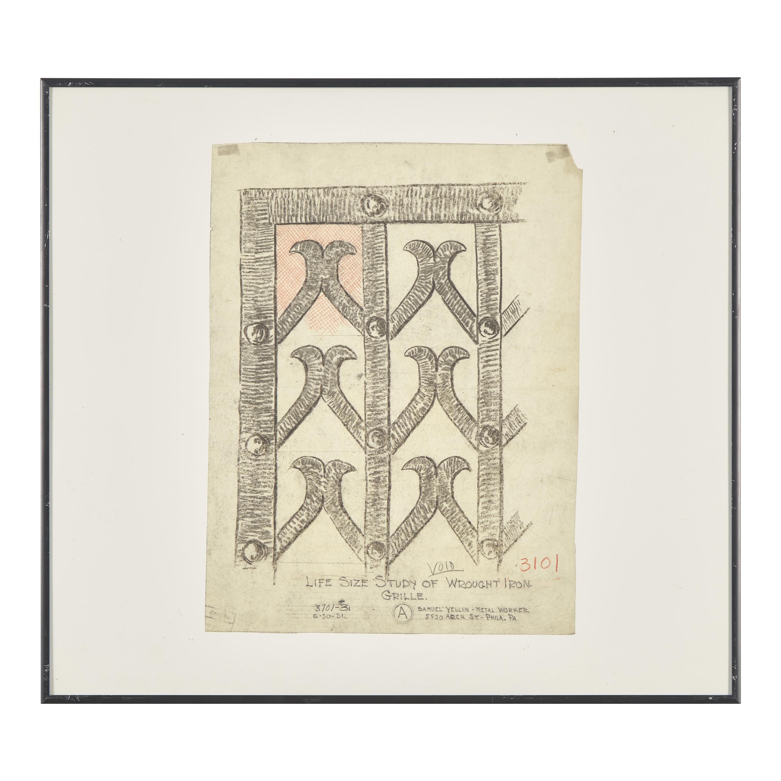 Studio of Samuel Yellin (American, 1884–1940) — Life Size Study of Wrought Iron Grille, 1931 project 3701-31