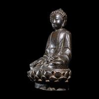 A Chinese Bronze Buddha, Ming Dynasty or Earlier 明或更早 銅坐佛