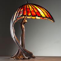 A Cast Bronze and Glass Figural Table Lamp