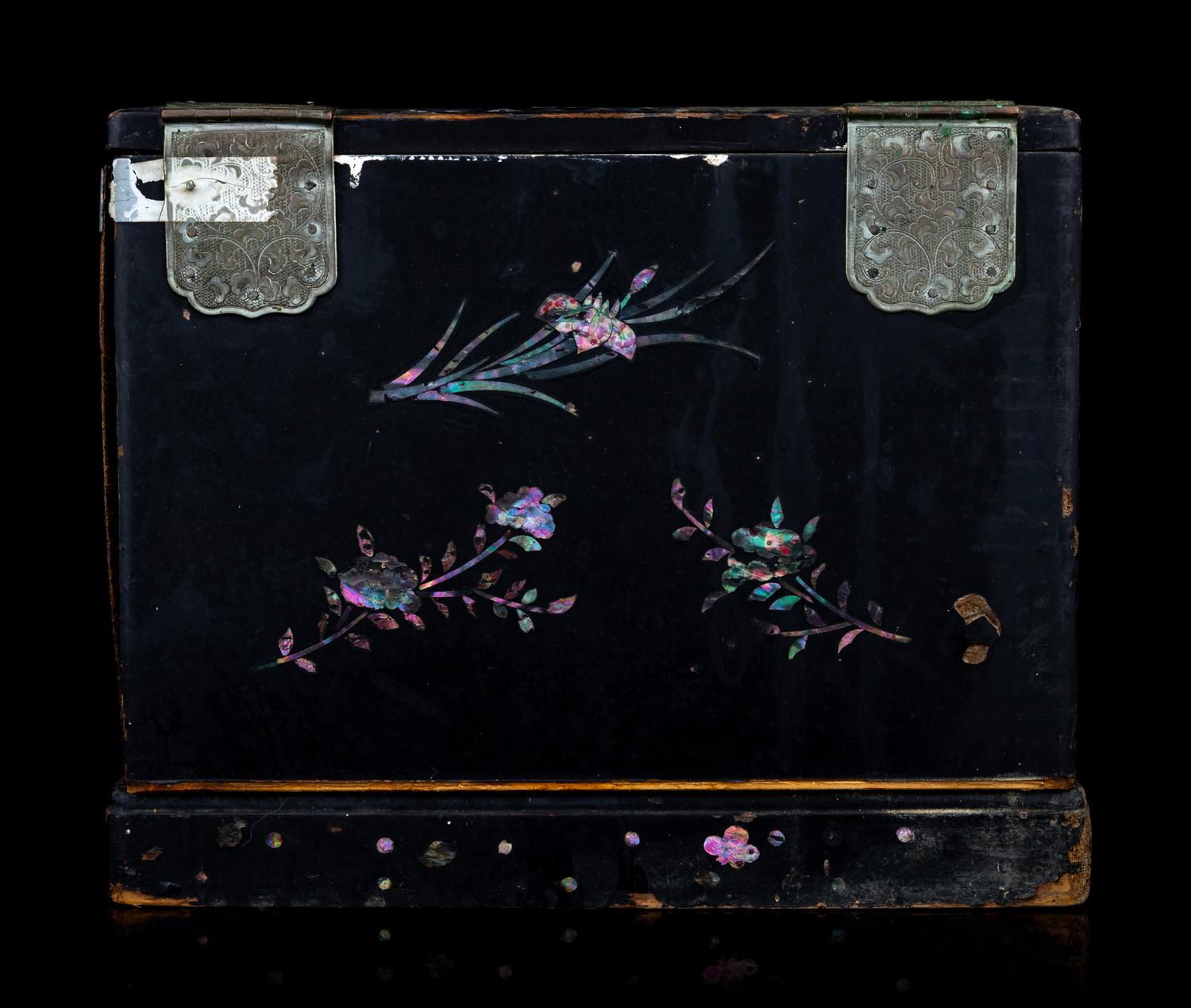 Two Small Chinese Mother-of-Pearl Inlaid Hardwood Chests