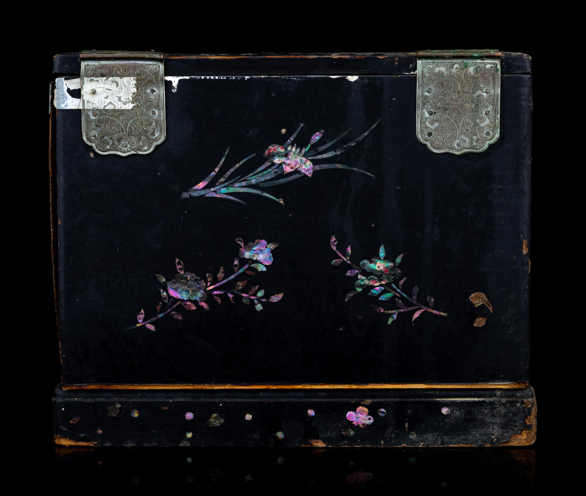 Two Small Chinese Mother-of-Pearl Inlaid Hardwood Chests