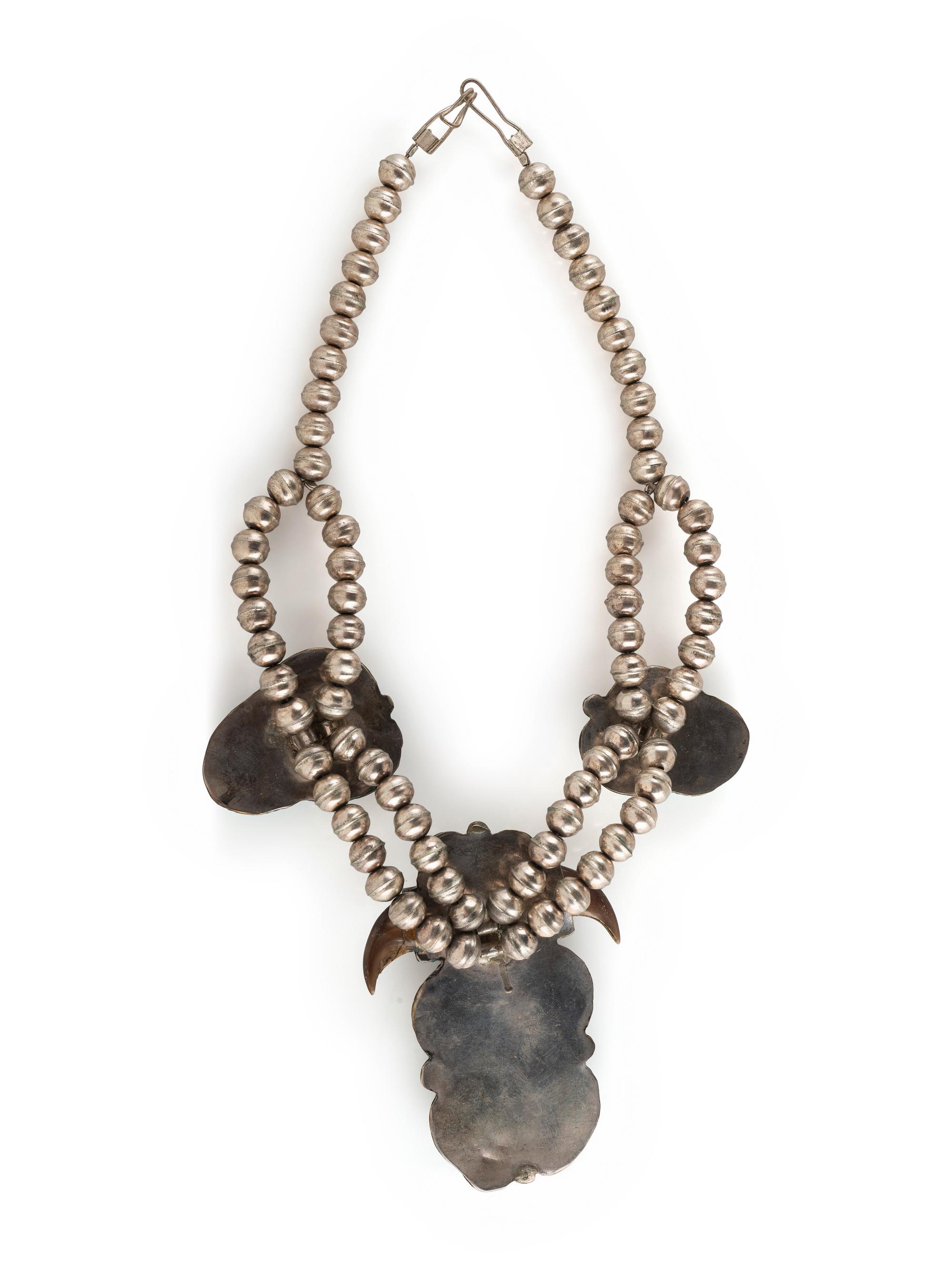 Navajo Silver, Turquiose, and Claw Necklace