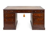 A George III Style Mahogany Partner's Desk — 19TH CENTURY