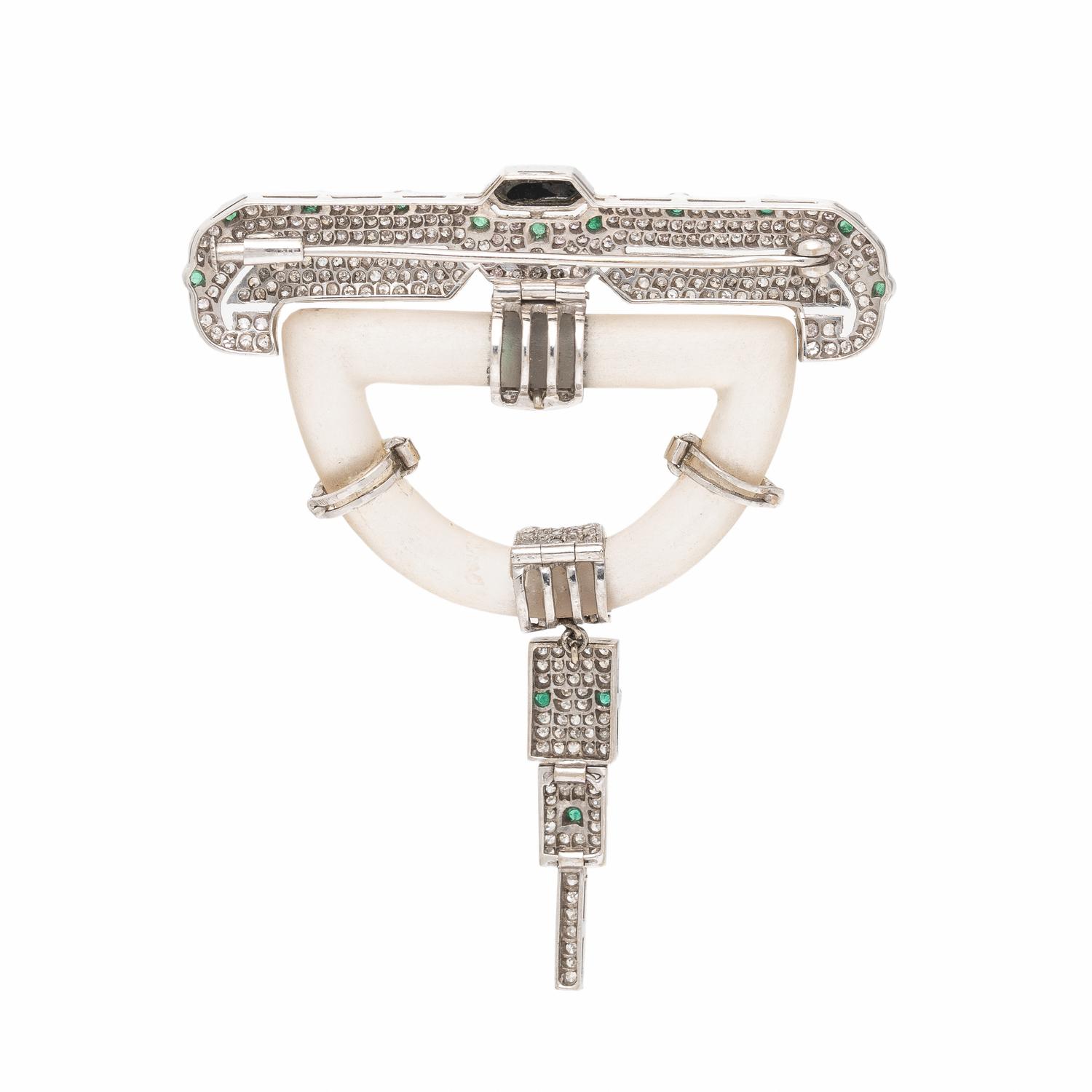 Rock Crystal Quartz, Diamond, Multigem, and White Gold Brooch