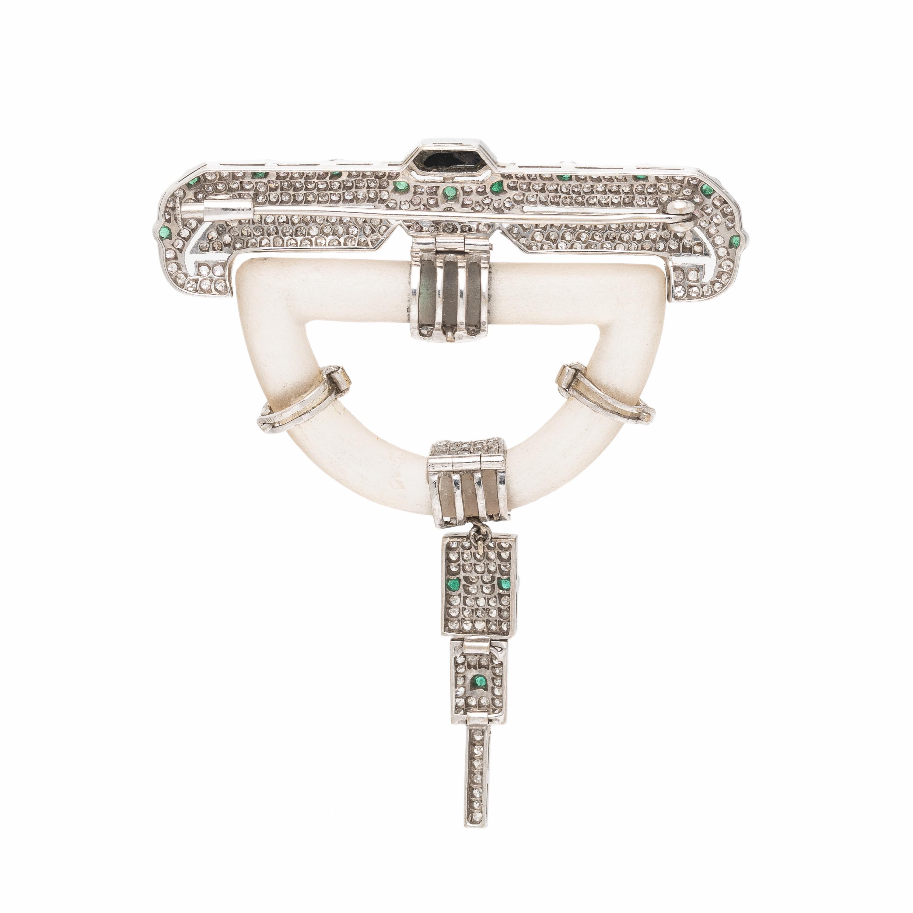 Rock Crystal Quartz, Diamond, Multigem, and White Gold Brooch