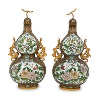 A Pair of Chinese Export Cloisonné Double-Gourd Vases
