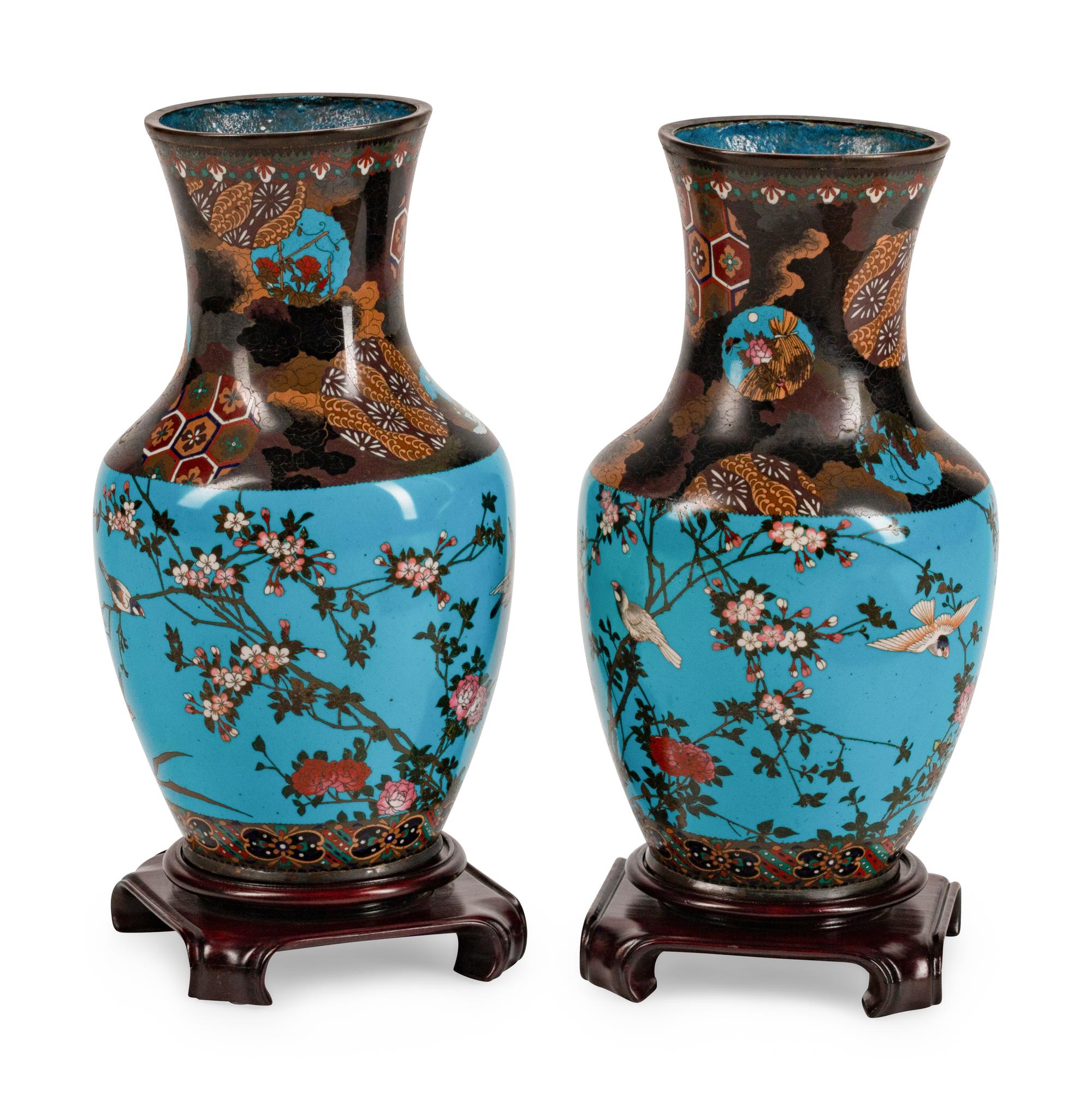 A Pair of Japanese Cloisonne Vases — LATE 19TH CENTURY