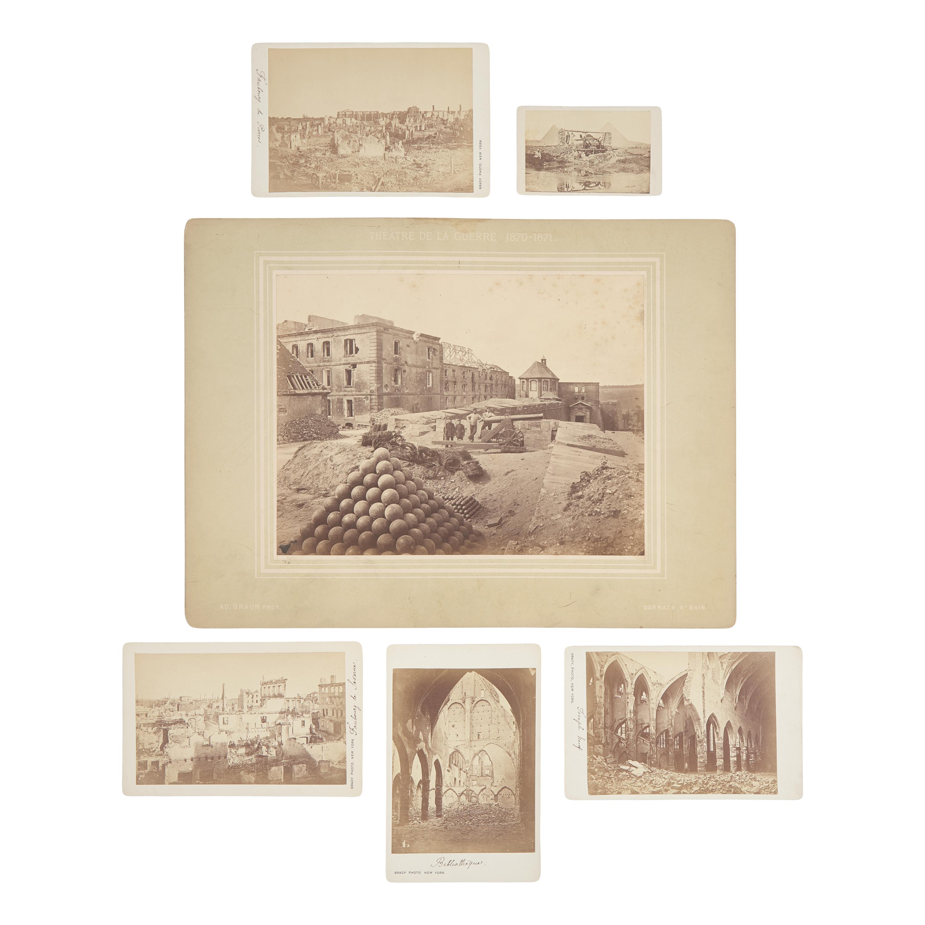 [Franco-Prussian War] Group of 6 photographs, including images documenting the Franco-Prussian War by Braun and Brady