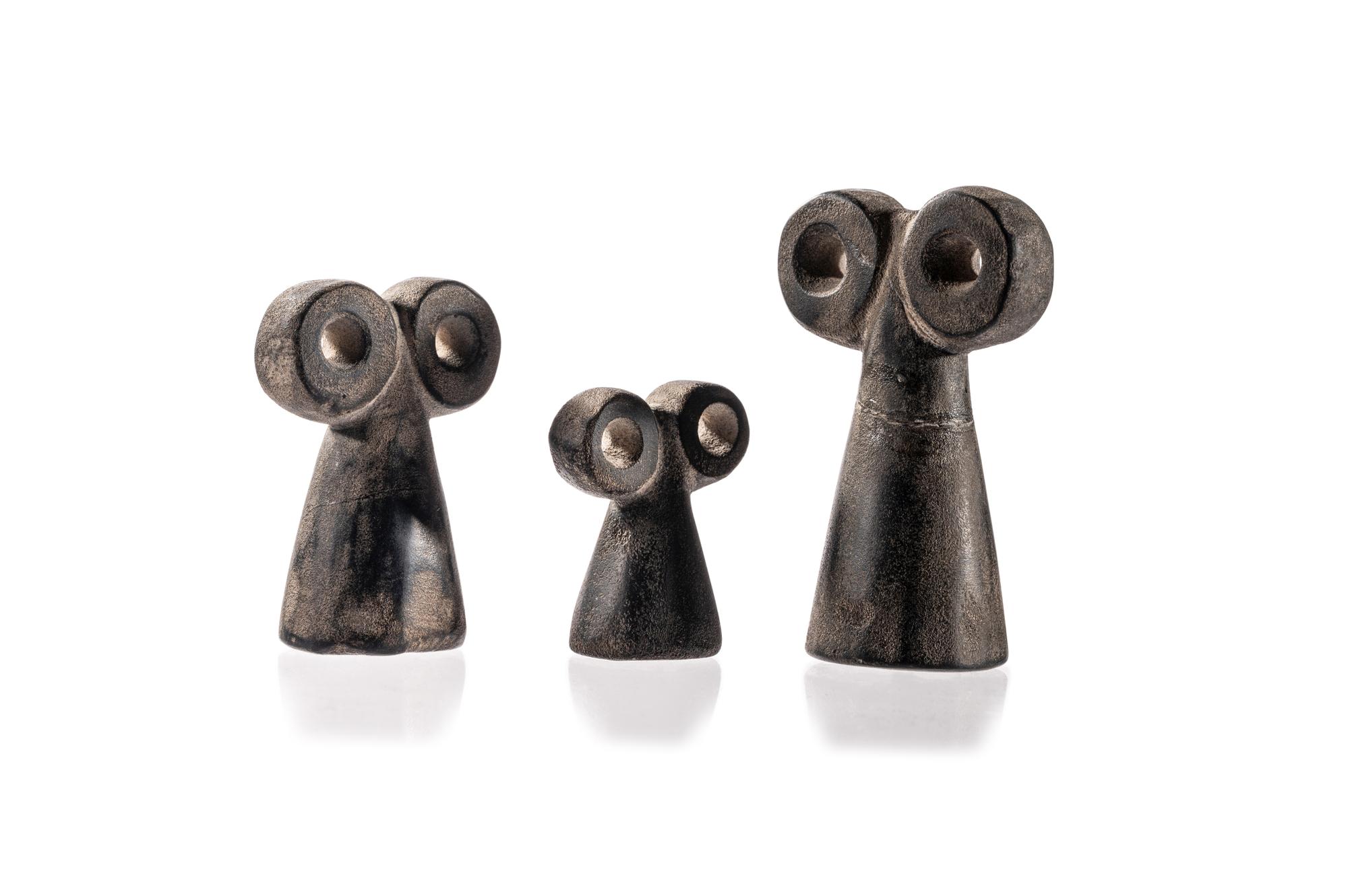 Three Syrian Stone Spectacle Idols