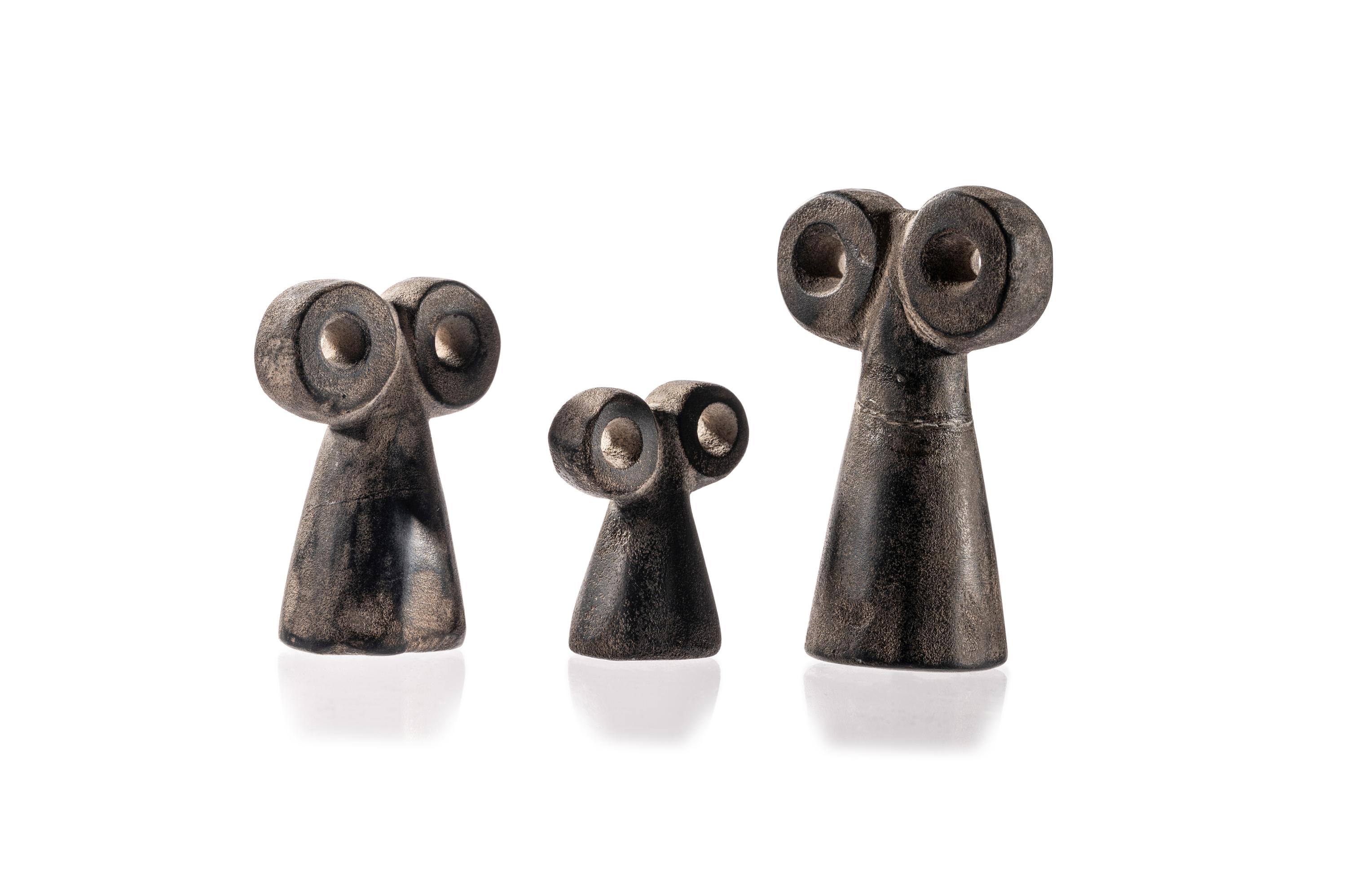Three Syrian Stone Spectacle Idols
