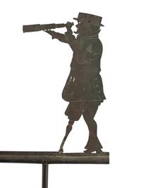 A Cut Sheet Iron Peg Legged Sailor with Spyglass Weathervane