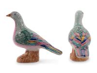 A Pair of Chinese Export Famille Rose Porcelain Birds