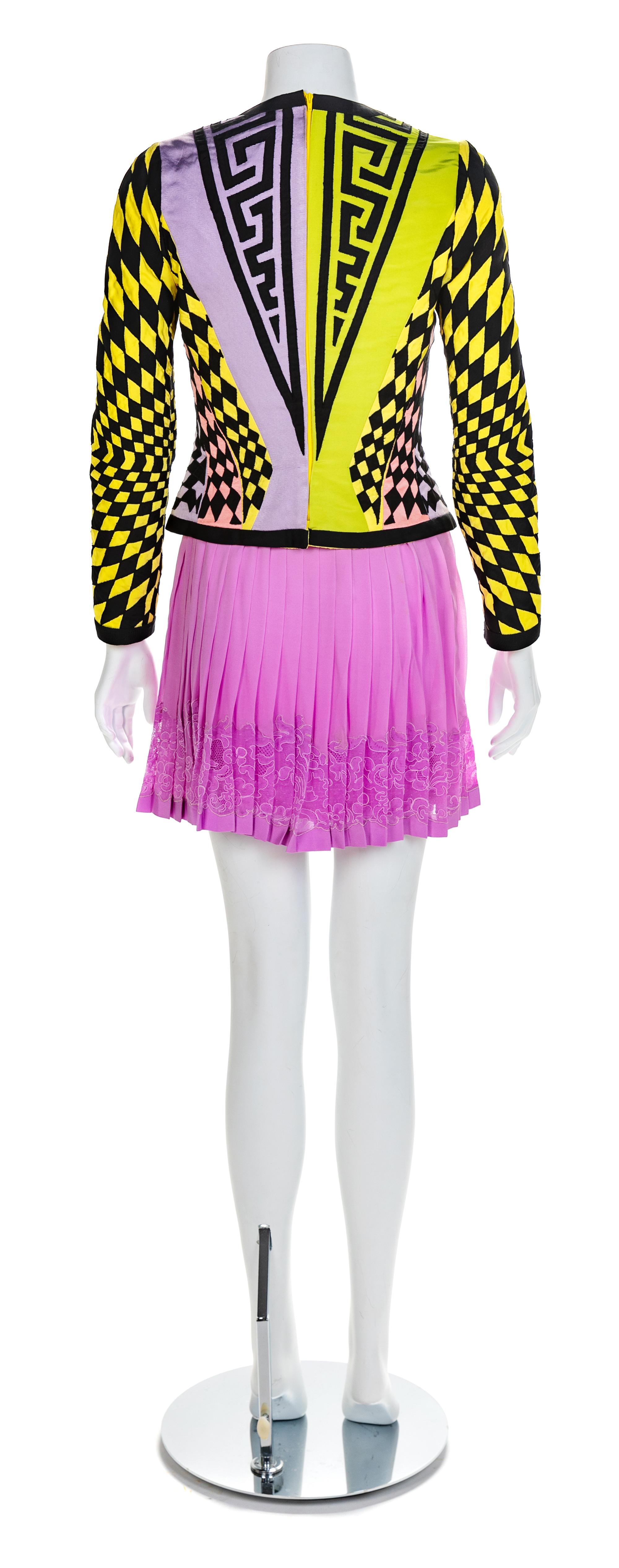 Atelier Versace Checkerboard Jacket and Skirt, 1990s No size label