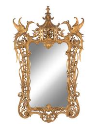 A Pair of Large Chinese Chippendale Style Giltwood Mirrors