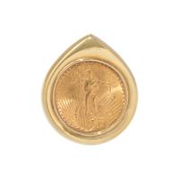 YELLOW GOLD AND US $20 LIBERTY COIN SLIDE PENDANT