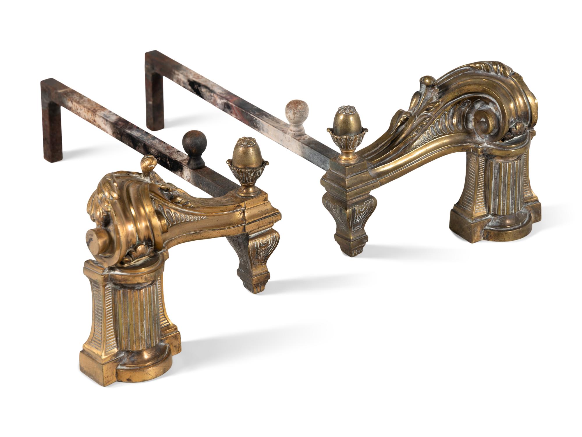 A French Gilt Metal Fireplace Suite