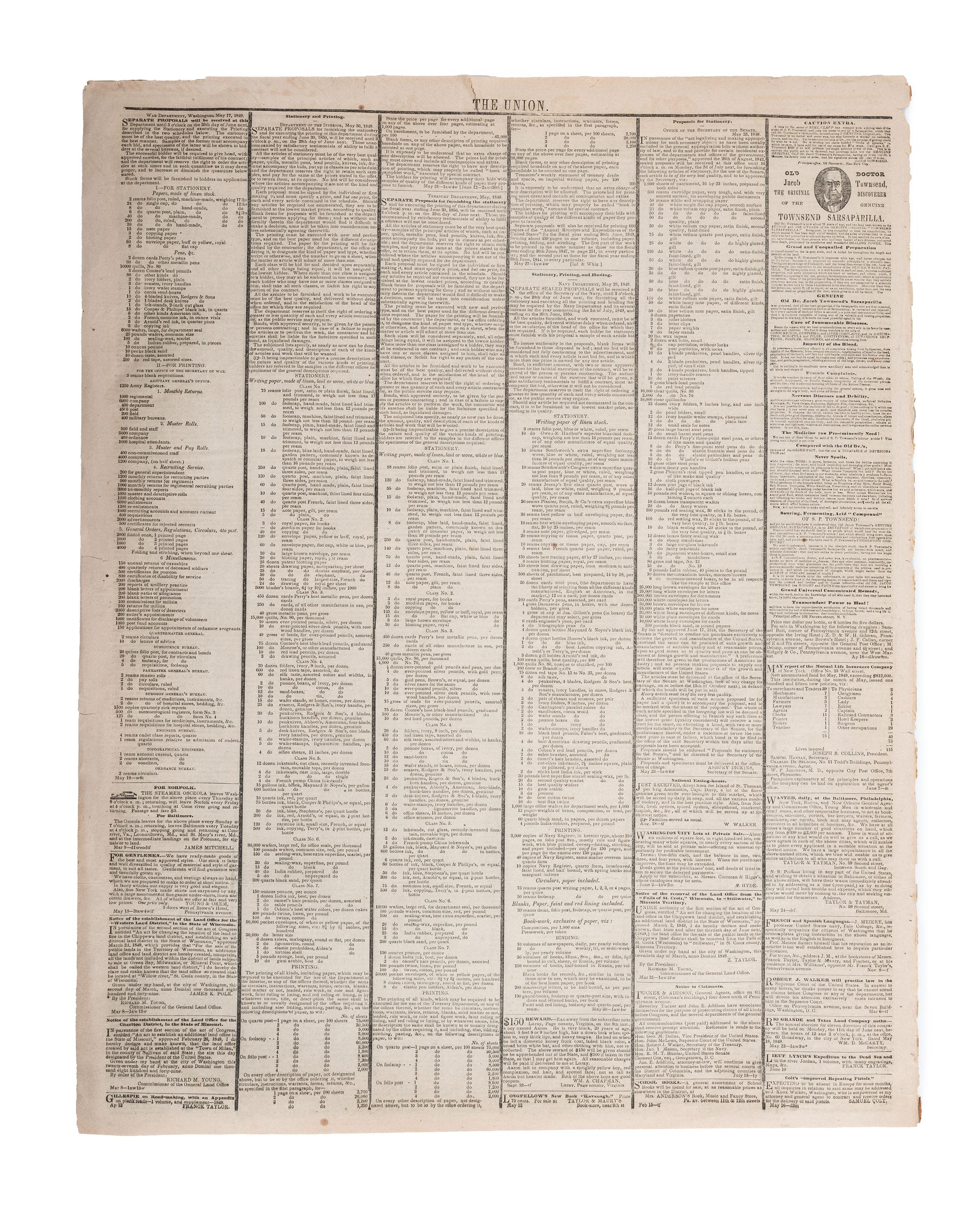 [SLAVERY & ABOLITION]. A group of 12 pre-Civil War newspapers with advertisements for for self-emancipated freedom seekers, comprising: