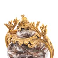 A Pair of French Gilt Bronze Mounted Marble Urns